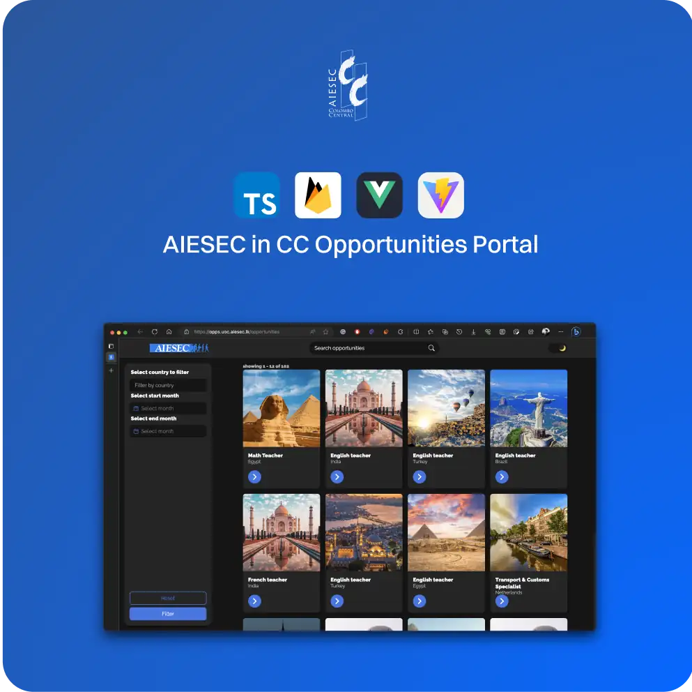 AIESEC in CC Opportunity Portal Preview